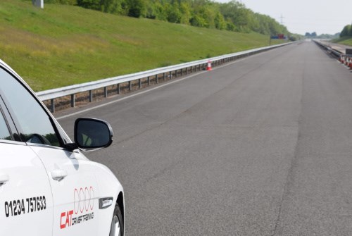 CAT Jaguar on the mile straight UTAC Proving Ground